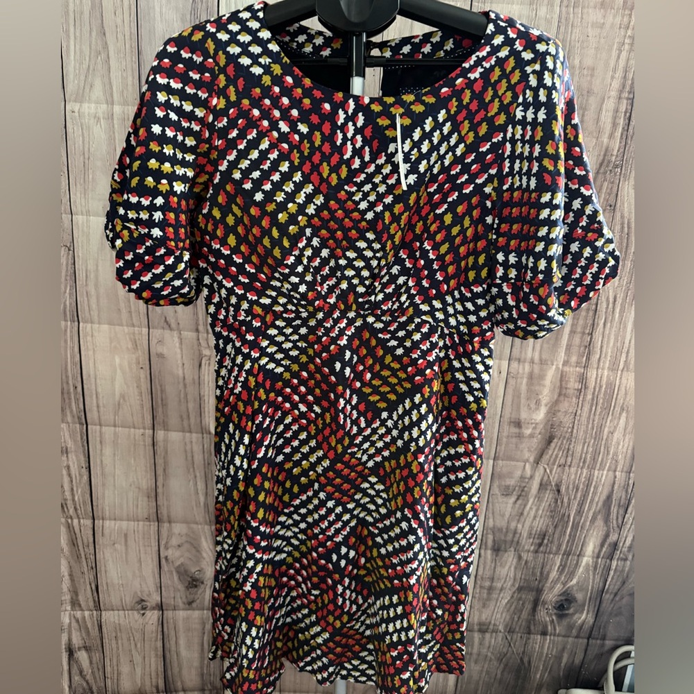 NWT Maeve Anthropologie | Size 8| Floral Mini Dress Puff Sleeve Retro Chic 🌈